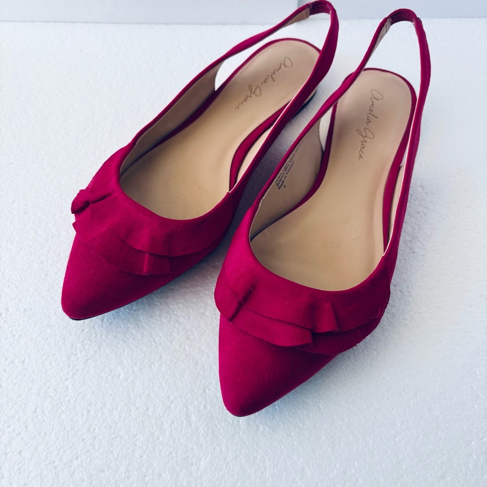 Annie Grace Red Pointed Slingback Flats